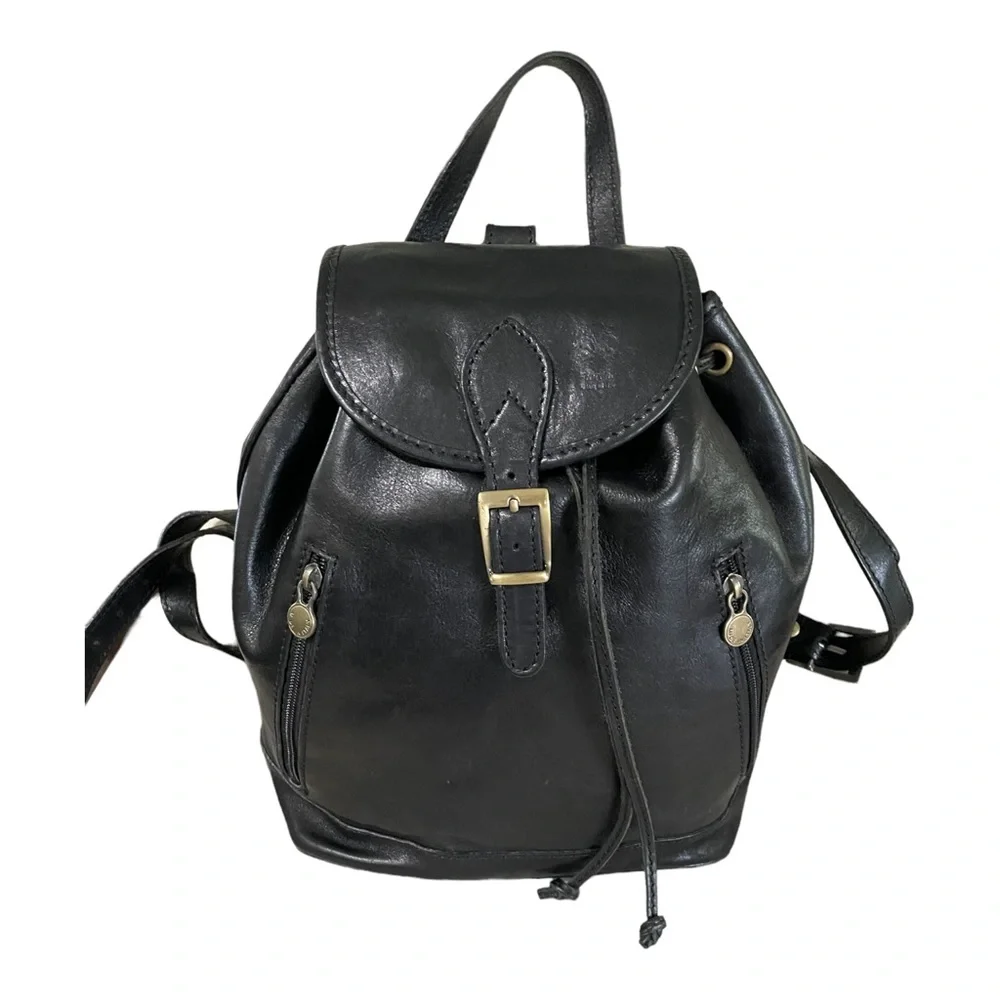 LEATHER ITALY Florence Large Black Backpack Bag
